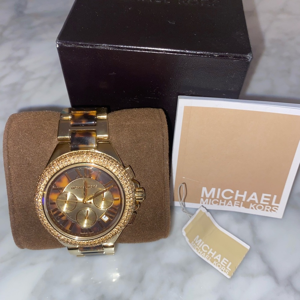 Michael Kors Tortoiseshell and Gold Watch